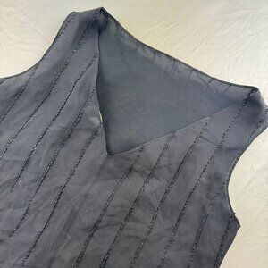 Donna Karan Silk Sequin Sleeveless Blouse Top Classic Work V-Neck Lightweight 8